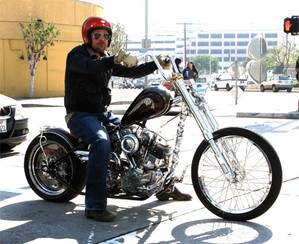 Actor Brad Pitt on motorcycle