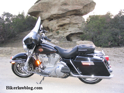 California Biker Motorcycle Lawyer Attorney Norman Gregory Fernandez's Harley Davidson Electra Glide with Pro Pad Mini-Beast Air Horn Installed.