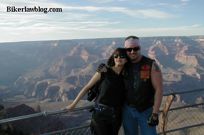 Biker Motorcycle Lawyer Attorney Norman Gregory Fernandez with Fiance at the Grand Canyon