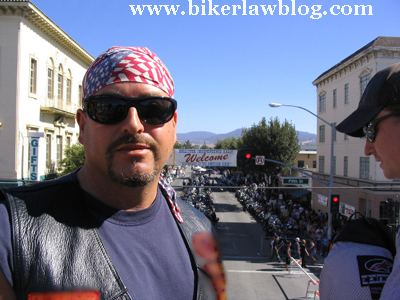 California motorycle lawyer attorney Norman Gregory Fernandez at the Hollister Motorcycle Rally