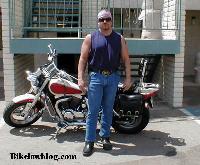 Biker and Motorycle Lawyer Attorney Norman Gregory Fernandez in Kingman, Arizona on the way to the Grand Canyon