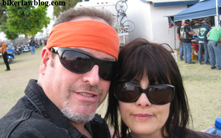 California Biker Lawyer and Motorcycle Attorney Norman Gregory Fernandez with wife at the Yuma Prison Run