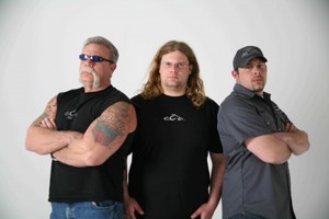 Guys from American Chopper, Paul Sr., Mikey, and Paul Jr.