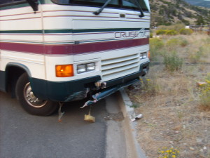 The front bumper on my RV after the accident