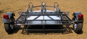 Trinity 3 Motorcycle Trailer in the Folded Position
