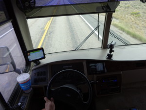 A view from inside my RV somewhere in Wyoming on the way to the Sturgis 2013 Motorcycle Rally