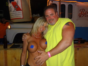 My new friend Kim, Sturgis 2013, pasties were added later with photoshop