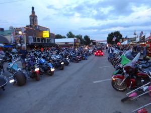 Downtown Sturgis at dusk, 8-7-13