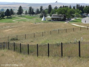 Looking at the graves from the top of Last Stand Hill