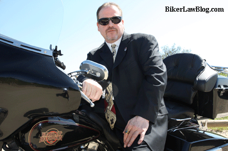 California Motorcycle Accident Attorney and Biker Lawyer Norman Gregory Fernandez on his Electra Glide
