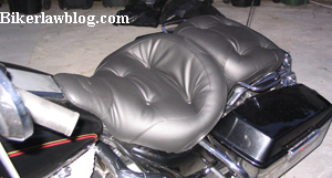 California Biker Motorcycle Injury Lawyer Norman Gregory Fernandez Reviews a Mustang Seat for his FHLT Electra Glide Standard.