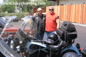 California Biker Motorcycle Lawyer Attorney Norman Gregory Fernandez with his Rev. Chuck before riding the Angeles Crest Forest.