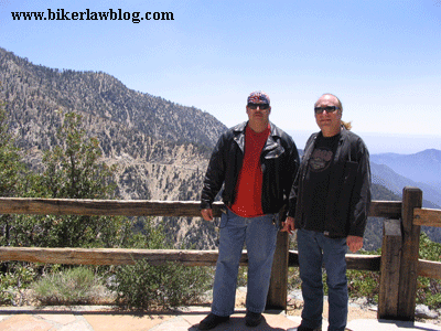 Motorcycle Lawyer Norman Gregory Fernandez with Rev. Chuck at the secret spot in the Angeles National Forest.