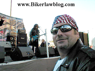 Biker and Motorcycle Lawyer Norman Gregory Fernandez at the Love Ride with the Band Steppenwolf on Stage