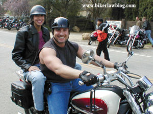 Woodland Hills Motorcycle Accident Lawyer Norman Gregory Fernandez and Christine Devine on Motorcycle at The Rock Store