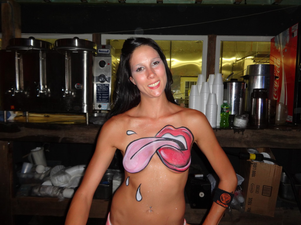 Sweet Mary Lou in body paint, Sturgis Motorcycle Rally 2013. 