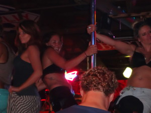 Girls jumping on bar at the Full Throttle Saloon to dance, Sturgis 2013