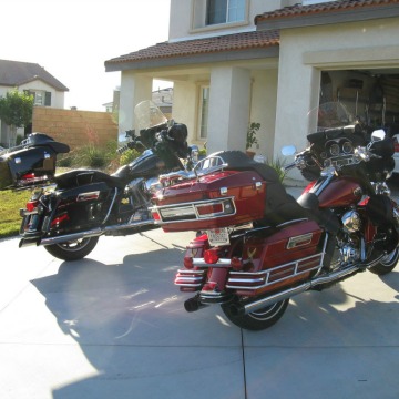 Baldwin Park Motorcycle Accident Lawyer Norman Gregory Fernandez's 02 Electra Glide and 08 Ultra Classic side by side