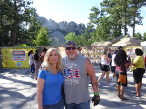 Biker Lawyer Norman Gregory Fernandez and wife at Mount Rushmore, Sturgis 2019