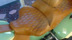 Close up of Russel Day Long Motorcycle Seat after break in